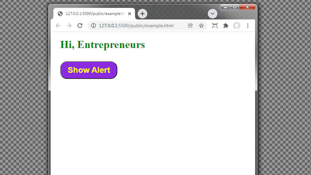 Web page example of website for entreprenuers